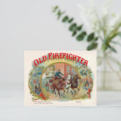 Victoriaans Era Old Firefighter Briefkaart (Staand voorkant)