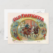 Victoriaans Era Old Firefighter Briefkaart (Voorkant / Achterkant)