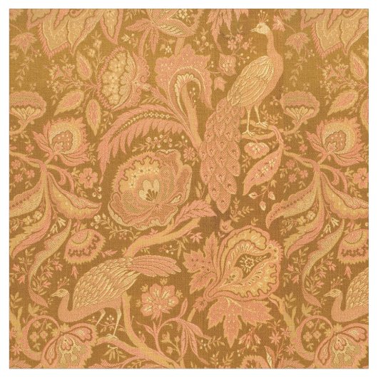  Victoriaans Era Peacocks & Floral Pattern Stof (Close Up)