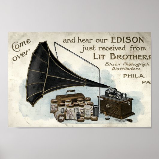 Victoriaans Era Phonograph AD Poster (Voorkant)