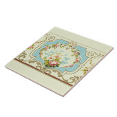 Victoriaans Era Roos Clusters & Scroll Border Tegeltje (Zijkant)
