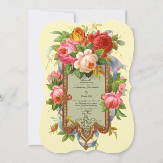 Victoriaans ERA Roos Wedding Invitting Sjabloon Kaart (Voorkant)