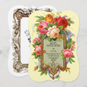 Victoriaans ERA Roos Wedding Invitting Sjabloon Kaart (Voorkant / Achterkant)