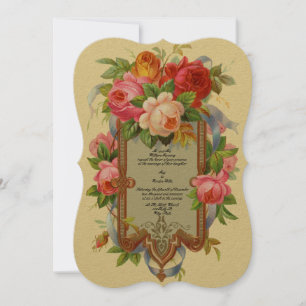 Victoriaans ERA Roos Wedding Invitting Sjabloon Kaart