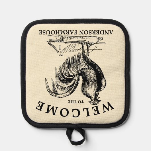 Victoriaans Era Rooster Boerderij Home Welkom Pannenlap (Voorkant)