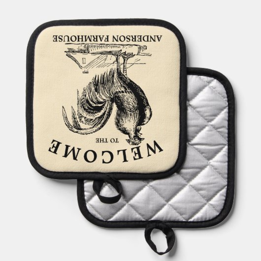 Victoriaans Era Rooster Boerderij Home Welkom Pannenlap (Voorkant / Achterkant)