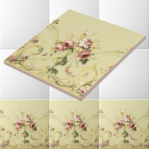 Victoriaans Era Rose Bouquet Frieze Patroon Tegeltje