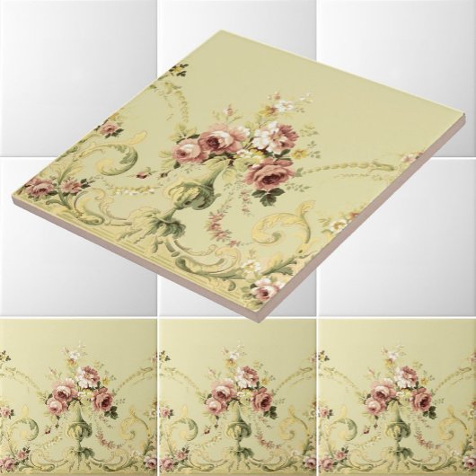 Victoriaans Era Rose Bouquet Frieze Patroon Tegeltje
