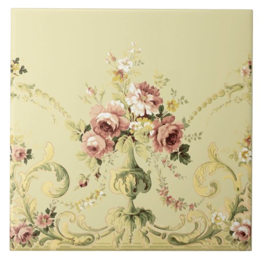 Victoriaans Era Rose Bouquet Frieze Patroon Tegeltje (Voorkant)