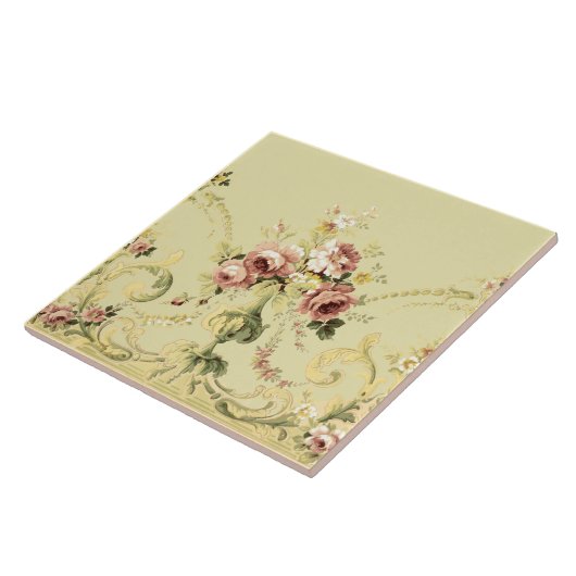 Victoriaans Era Rose Bouquet Frieze Patroon Tegeltje (Zijkant)