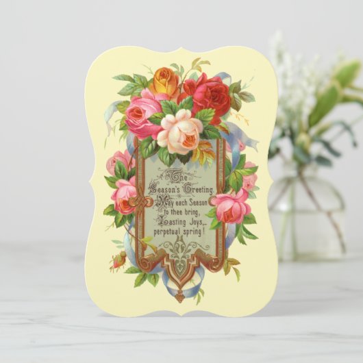  Victoriaans Era Rozen Holiday Card Feestdagenkaart (Staand voorkant)