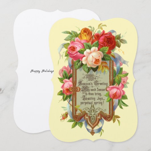  Victoriaans Era Rozen Holiday Card Feestdagenkaart (Voorkant / Achterkant)