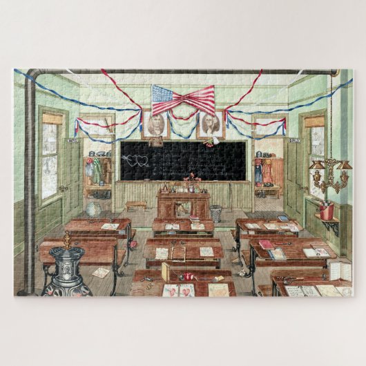  Victoriaans Era Rural School Room Poster Legpuzzel (Horizontaal)