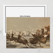 Victoriaans Era Santa Claus en Reindedarkerst Feestdagenkaart (Voorkant / Achterkant)