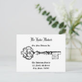  Victoriaans Era Sleutel Nieuw Huis Aankondigingskaart (Staand voorkant)