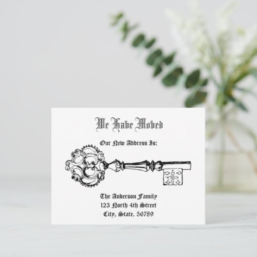  Victoriaans Era Sleutel Nieuw Huis Aankondigingskaart (Staand voorkant)