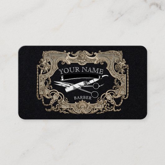  Victoriaans Era Steampunk Barber Sjabloon Visitekaartje (Voorkant)