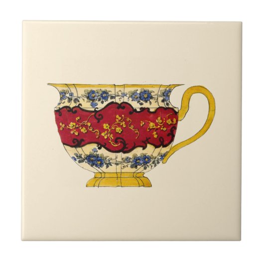  Victoriaans Era Tea Cup Design Art Tegeltje (Voorkant)
