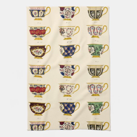 Victoriaans Era Tea Cup Design Patroon Theedoek (Verticaal)