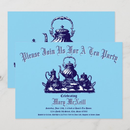 Victoriaans Era Tea Party Sjabloon Uitnodiging (Voorkant / Achterkant)