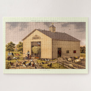 Victoriaans Era The Boerderij Yard door L. Prang & Legpuzzel