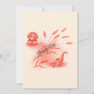 Victoriaans Era Turkey & Cornucopia Thanksgiving Feestdagenkaart