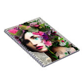 Victoriaans Era Vrouw met Roze Bloemen Notitieboek (Rechterzijde)