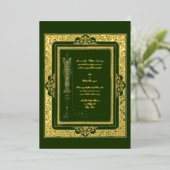  Victoriaans Era Walter Crane Border Wedding Folie Uitnodiging (Staand Voorkant)