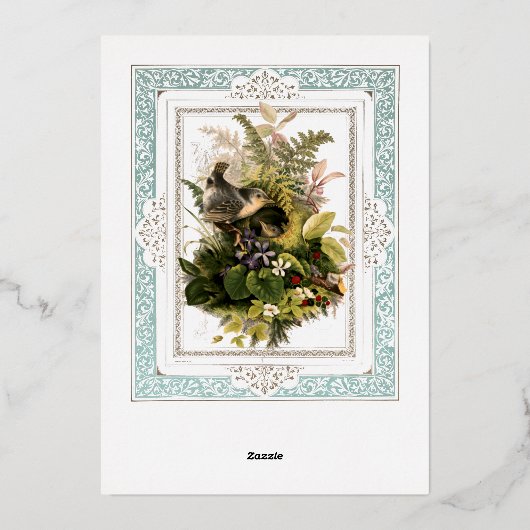  Victoriaans Era Walter Crane Border Wedding Folie Uitnodiging (Achterkant)