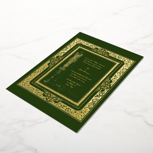  Victoriaans Era Walter Crane Border Wedding Folie Uitnodiging (Gedraaid)