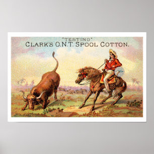 Victoriaans Era Westerne Rodeo Spool Advertentie Poster