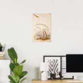 Victoriaans Era White Crane Poster (Thuiskantoor)