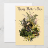 Victoriaans Era Wren's Nest & Flowers Moederdag Feestdagenkaart (Voorkant / Achterkant)