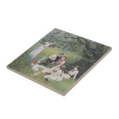 Victoriaans familie Picnic Bossen Tegeltje (Zijkant)