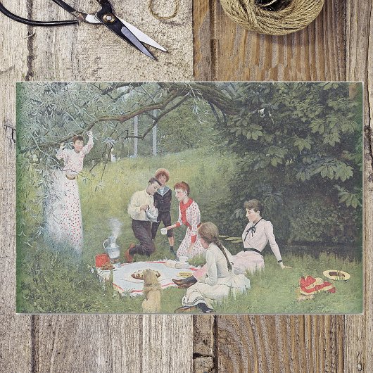  Victoriaans familie Picnic Bossen Tissuepapier