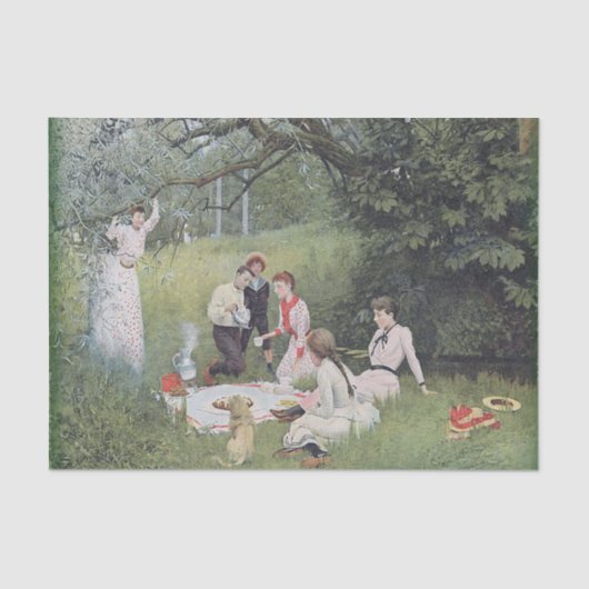  Victoriaans familie Picnic Bossen Tissuepapier (Voorkant)