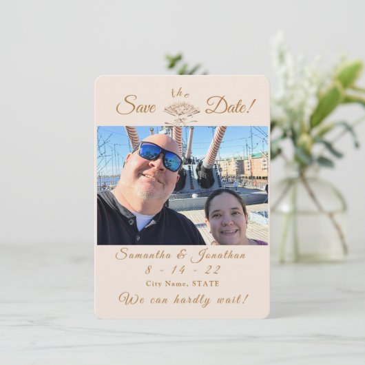 Victoriaans Fan Wedding sparen de Datum Save The Date (Staand voorkant)