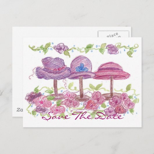 Victoriaans Fancy Petten De datumbloementekening o Aankondigingskaart (Voorkant / Achterkant)