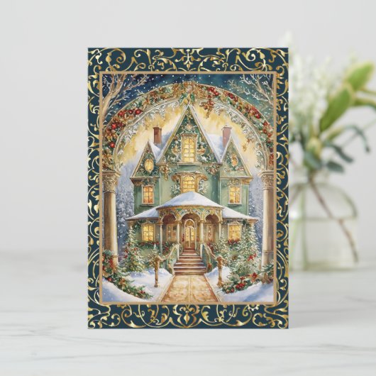  Victoriaans Feest Kaart (Staand voorkant)