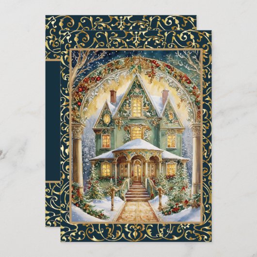  Victoriaans Feest Kaart (Voorkant / Achterkant)