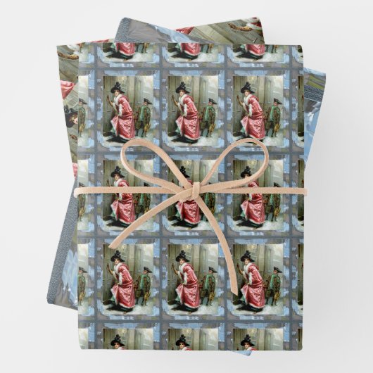 Victoriaans feestdag kerstmis  inpakpapier vel (In situ)