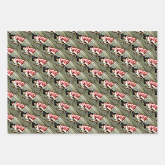 Victoriaans feestdag kerstmis  inpakpapier vel (Voorkant 3)