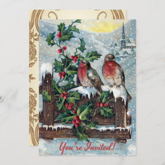 Victoriaans feestdag met kerstfeest Kaart (Voorkant / Achterkant)