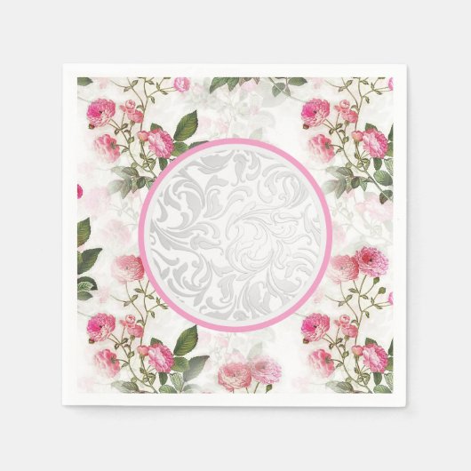 Victoriaans feestservies bloem papier servet (Voorkant)