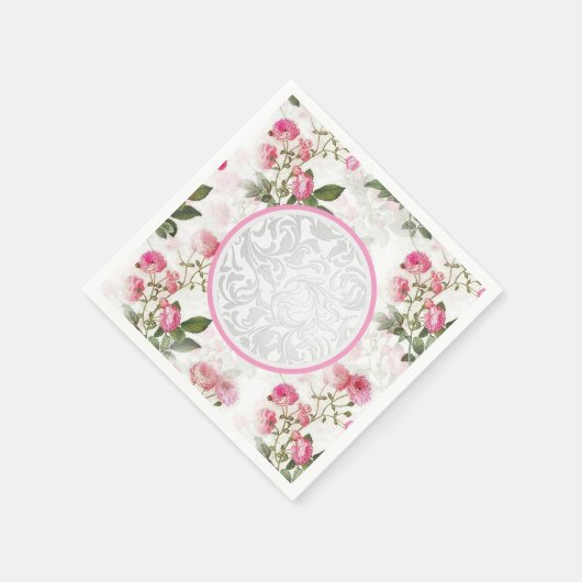 Victoriaans feestservies bloem papier servet (Hoek)