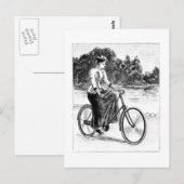 Victoriaans fietsen voor vrouwen -  fietsen briefkaart (Voorkant / Achterkant)