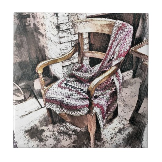 VICTORIAANS FIRESIDEVOORZITTER TEGELTJE (Voorkant)