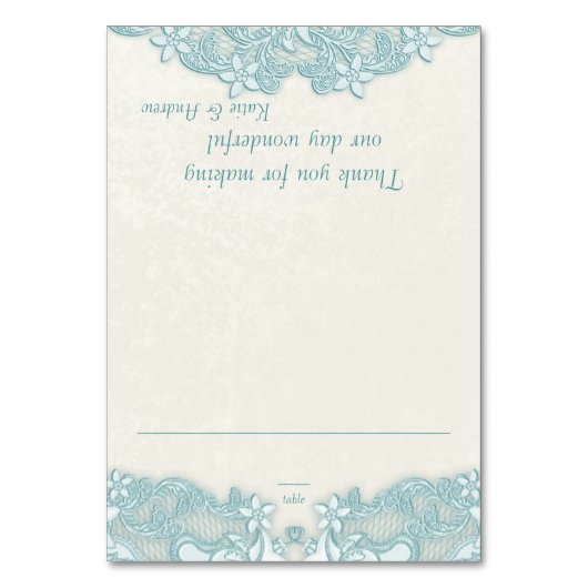 Victoriaans Floral Aqua Lace Design White Place Ca Kaart (Voorkant)