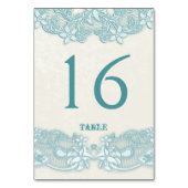 Victoriaans Floral Aqua Lace Design Witte Tafel Ka Kaart (Achterkant)