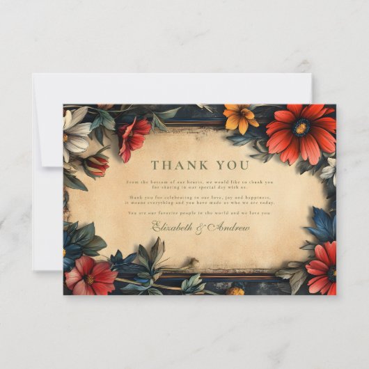 Victoriaans Floral Art Nouveau bruiloft Bedankkaart (Voorkant)